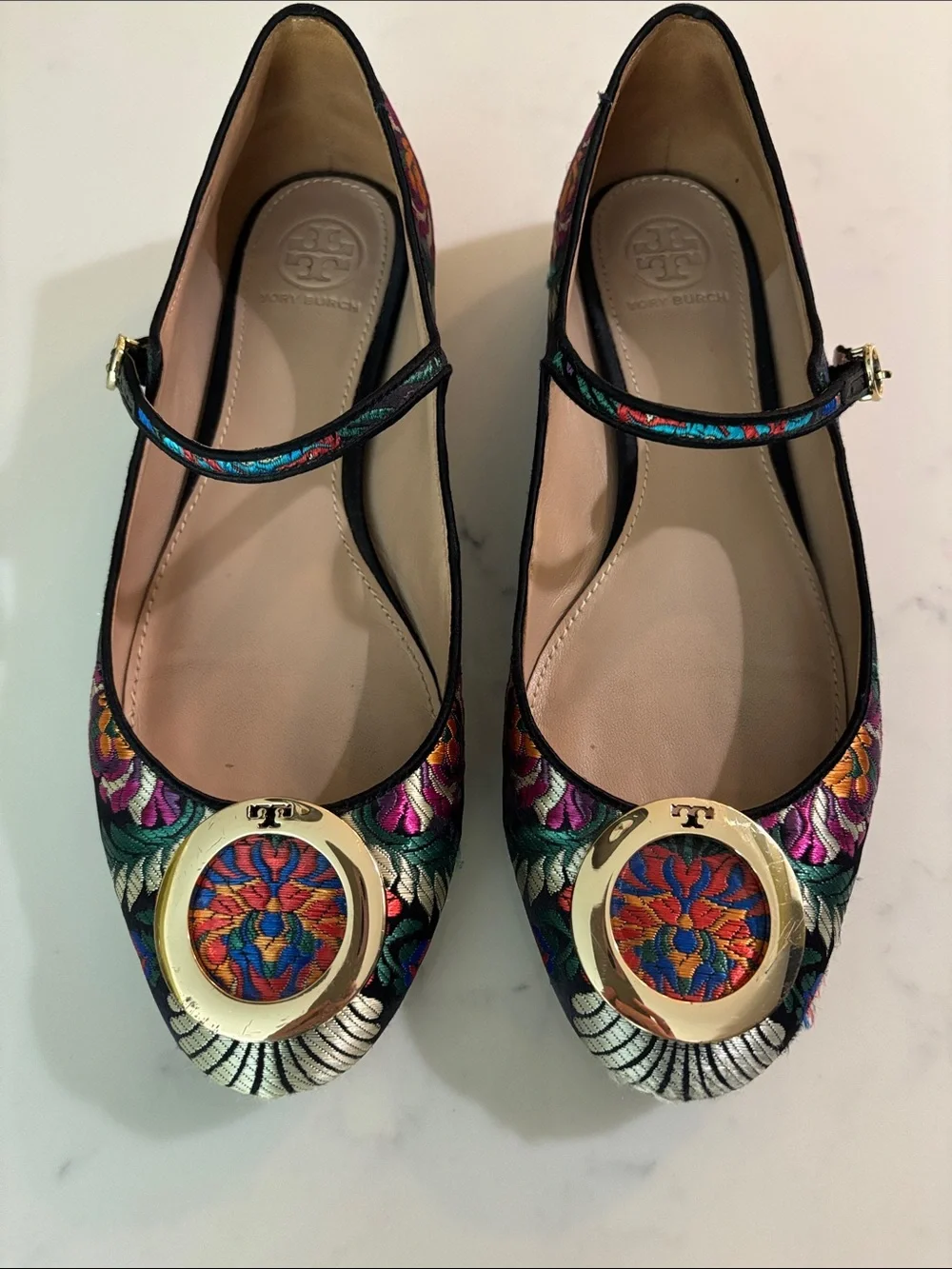 TORY BURCH Brocade Satin Mary Jane Ballet Flats 7.5 MSRP $250